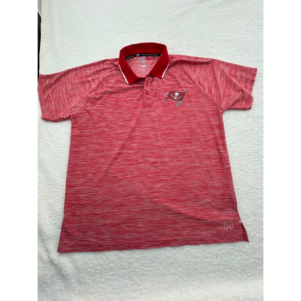MSX Michael Strahan NFL Tampa Bay Buccaneers Red Space Dye Polo Shirt Mens Large